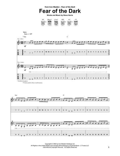 fear of the dark cifra|fear of the dark chords.